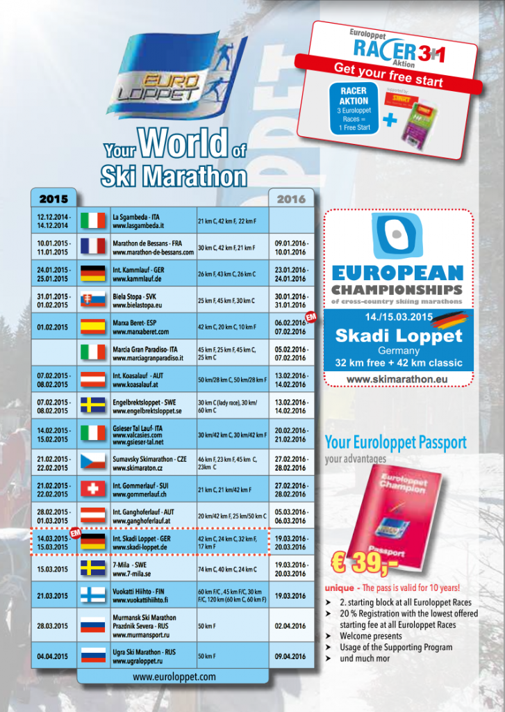 Calendar of marches euroloppet  Marxa Beret - Carrera esquí nórdico -  Baqueira Beret